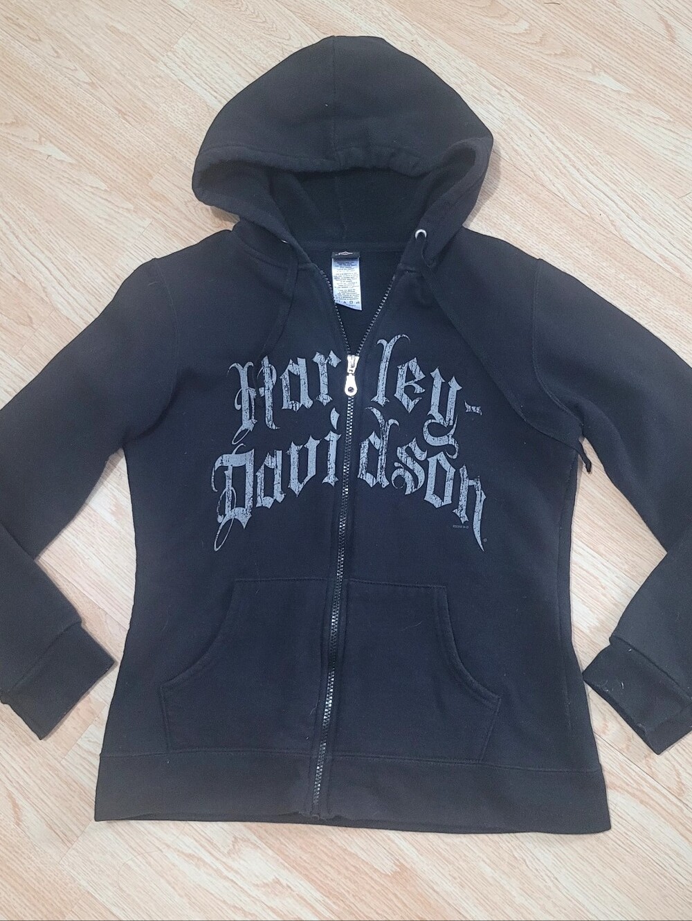HARLEY DAVIDSON Black Zip up Hooded Sweatshirt Sz S